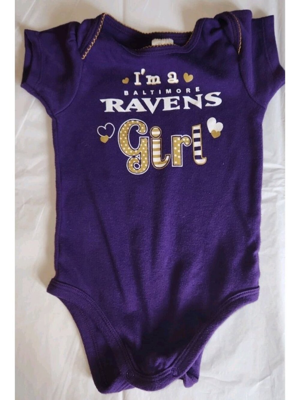 BALTIMORE RAVENS girls one piece 6/12 MONTHS I'M A RAVENS GIRL